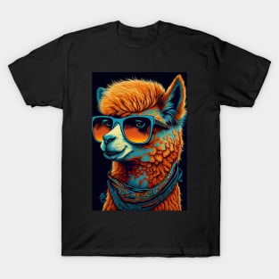 Alpaca Wearing Sunglasses and Bandana T-Shirt